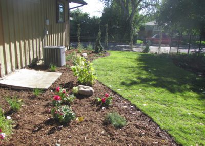 New landscaped area of yard and sod